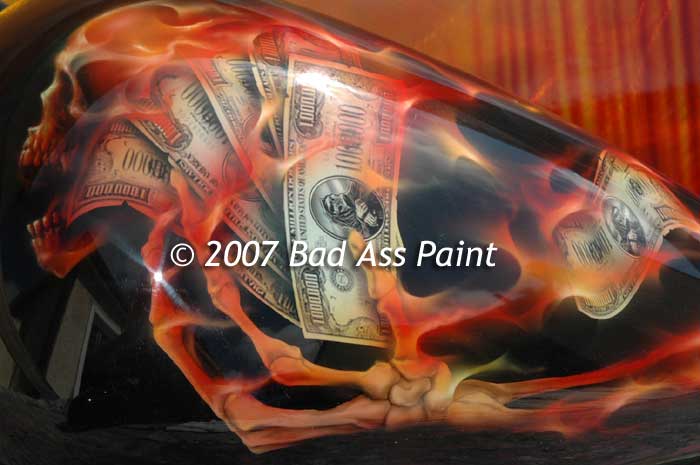 custom airbrush paint motorcycle flames design