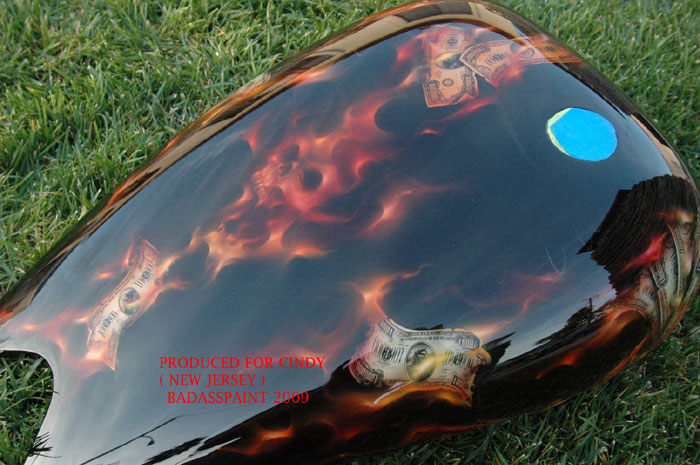 custom airbrush paint money to burn motorcycle design