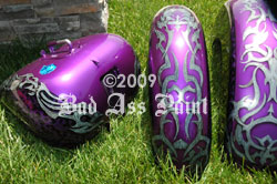 purple bike tribal design airbush paint job