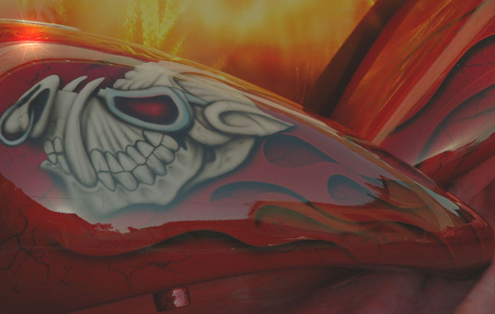 custom airbrush paint motorcycle flames design